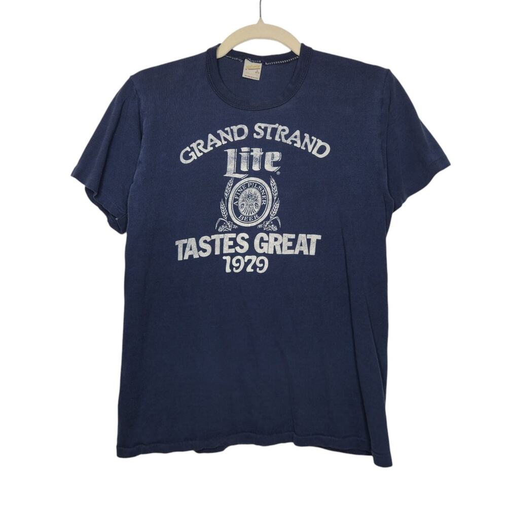 Vintage 1979 Miller Lite Grand Strand Single Stitch Blue Sportswear Large